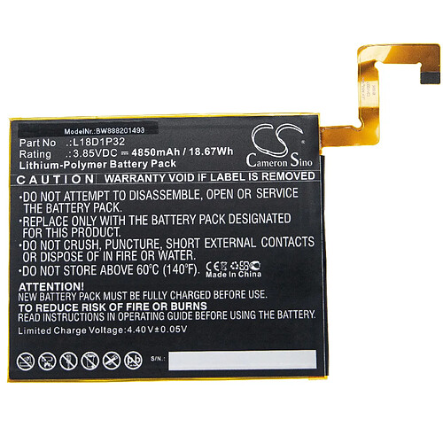 vhbw batterie remplace Lenovo L18D1P32 pour tablette tablet (4850mAh, 3,85V, Li-Polymère)