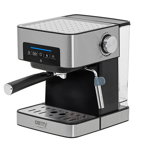 Machine à Espresso Automatique15 Bars,1,6 L, Buse Vapeur à Lait, Chauffe -Tasses, 1000, Noir/Argent, Camry, CR 4410