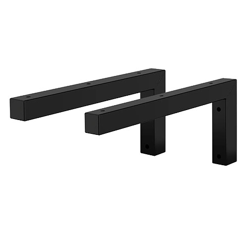 ML-Design Set 2x Consoles Murales en Forme de L, 350x150x30 mm, Noir, Acier, Design Flottant Équerre, Supports d'Étagère en Angle pour Lavabo/Table pour Salle de Bain/Salon, Matériel de Montage Inclus