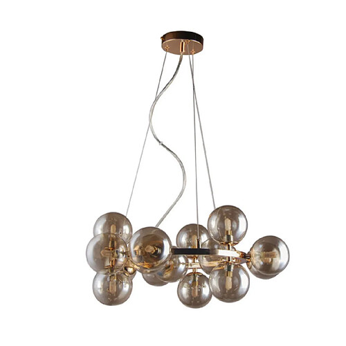 Luminaire Center Suspension Marbelio Verre,Acier Or,Cognac