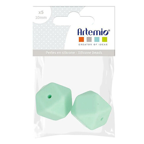 Artemio 2 perles silicone hexagonales - 17 mm - vert d'eau