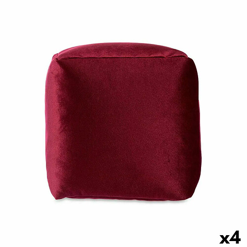 Gift Decor Pouf Velours Bordeaux 30 x 30 x 30 cm (4 Unités)