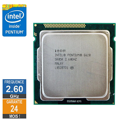 Processeur Intel Pentium G G620 2.60GHz SR05R FCLGA1155 3Mo · Reconditionné