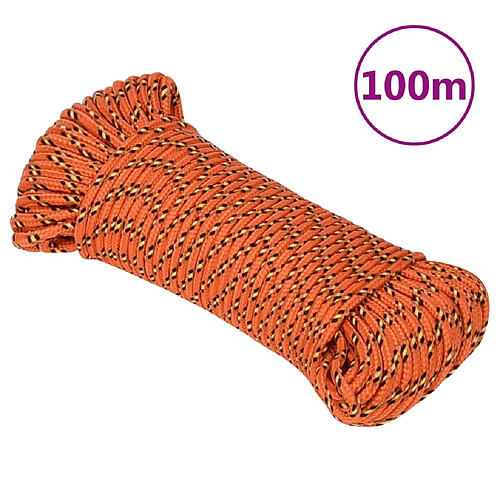 vidaXL Corde de bateau Orange 3 mm 100 m Polypropylène