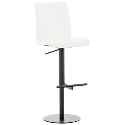 Decoshop26 Tabouret de bar x1 réglable en hauteur et pivotant à 360° plateforme ronde en métal noir assise en PVC blanc 10_0004568