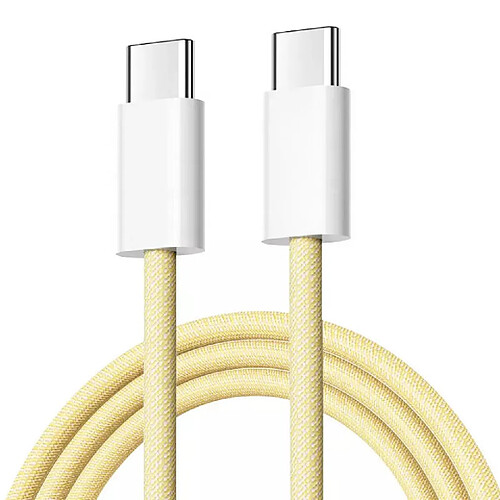 Cable Type-C / Type-C Charge Rapide 3A Nylon Renforce Jaune 1M Pour Smartphone Xiaomi / Oppo / Vivo / Realme / Pixel Little Boutik®