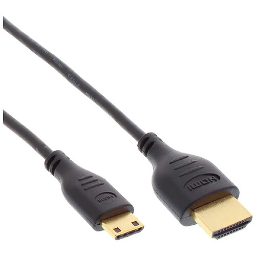 NEDIS Câble HDMI haute vitesse InLine® avec Ethernet de type A à C mâle super fin, noir / or, 1,8 m