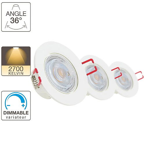 XanLite Lot de 3 spots à LED intégrés - dimmable · Reconditionné