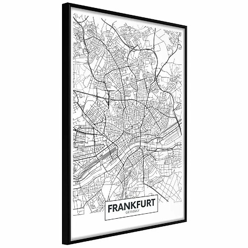 Paris Prix Affiche Murale Encadrée City map Frankfurt 20 x 30 cm Noir