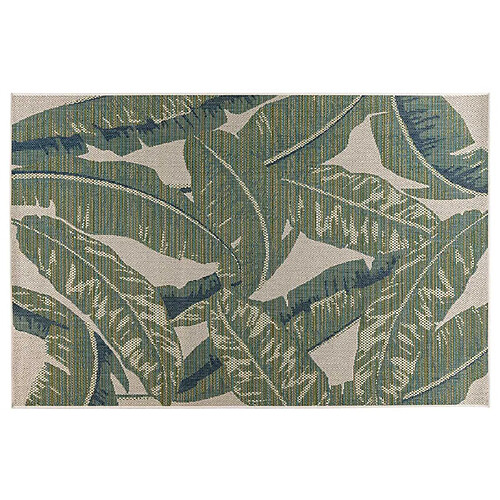 Lisa Design Noumea - tapis rectangulaire motif floral - intérieur et extérieur - vert et beige