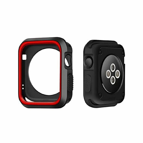 PHONECARE Coque Military Anti-Impact DoubleColor pour Apple Watch Series 4 - 44mm - Noir / rouge