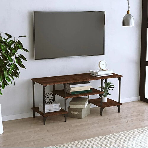 Maison Chic Meuble TV scandinave - Banc TV pour salon chêne marron 102x35x45,5 cm bois d'ingénierie -MN65833