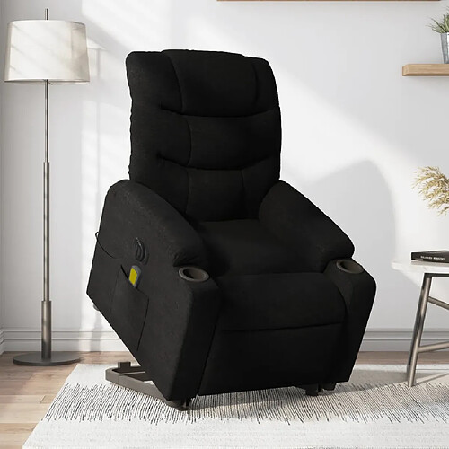 vidaXL Fauteuil inclinable de massage électrique Noir Tissu