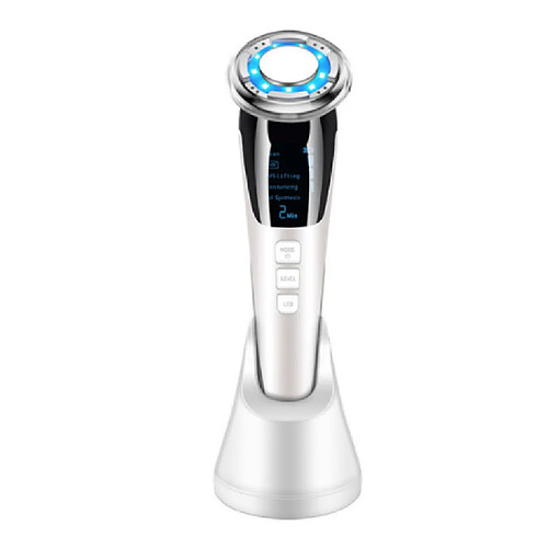 Chrono Masseur de lifting facial EMS, thérapie par photons LED combinée avec le chaud et le froid(Blanc)