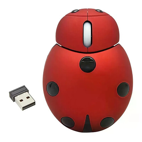 Mini souris sans fil en forme d'animal avec récepteur USB 2,4 GHz, souris coccinelle de dessin animé pour la plupart des systèmes, accessoires pour ordinateur portable de bureau