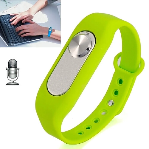 Wewoo Bracelet connecté vert Wearable Wristband 16 Go Digital Voice Recorder montre-bracelet, un bouton longue durée d'enregistrement