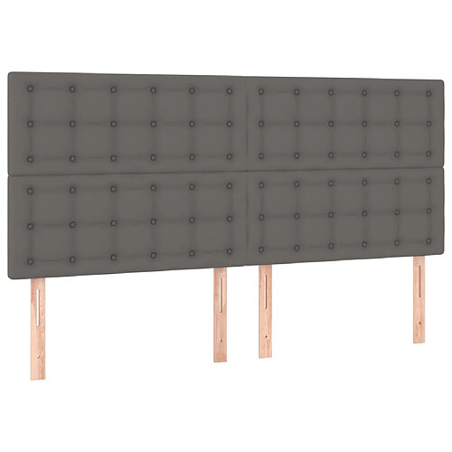 Maison Chic Lot de 4 Têtes de lit design pour chambre - Décoration de lit Gris 90x5x78/88 cm Similicuir -MN60686