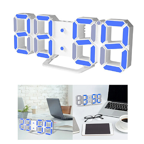 Horloge Murale LED Numérique 3D Moderne Snooze 12/24 Heures USB Blanc + Vert