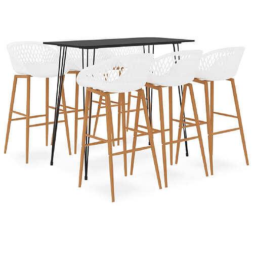 vidaXL Ensemble de bar 7 pcs Noir et blanc