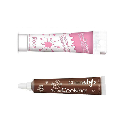 Scrapcooking Stylo chocolat + Gel colorant alimentaire rose