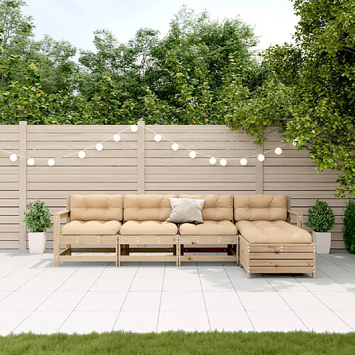 vidaXL Salon de jardin 5 pcs avec coussins Bois de pin massif