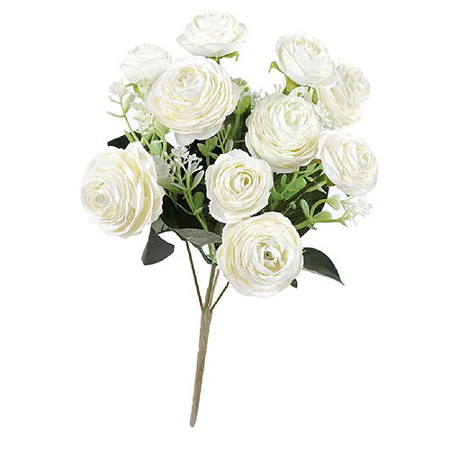 Rose artificielle de 10 têtes de camélia pour le décor de table de mariage blanc