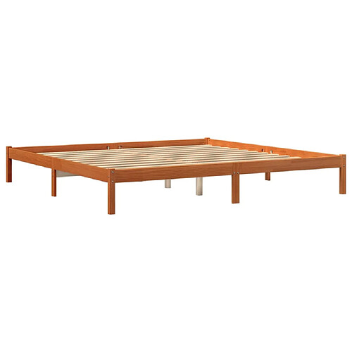 Vidaxl Cadre de lit cire marron 200x200 cm bois de pin massif