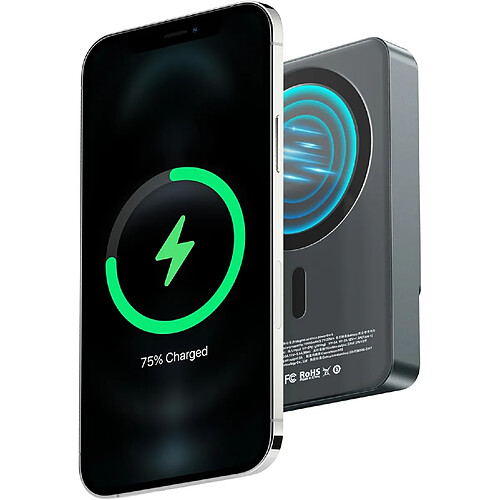 SANAG Magnetic Chargeur Portable Magnétique Sans Fil 10000Mah, Pd 20W Powerbank Sans Fil Avec Usb-C, Batterie Externe Affichage Led Chargeur Portable Pour Iphone 15/14/13/12 Series, Gris Foncé