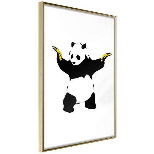 Paris Prix Affiche Murale Encadrée Banksy Panda With Guns 30 x 45 cm Or