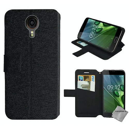 Htdmobiles Housse etui portefeuille pour Acer Liquid Z6 Plus + verre trempe - NOIR