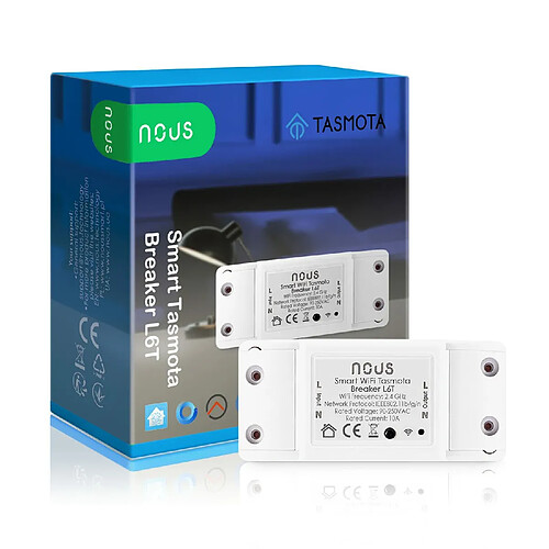 Tasmota Nous L6T - Interrupteur intelligent encastrable - Esp8266 - Interrupteur domestique intelligent avec minuterie, interrupteur WiFi, relais lumineux LED 230 V - MQTT Home Assistant ioBroker