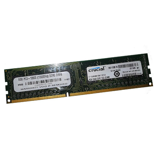 8Go RAM Crucial CT102464BA1339.C16FED DIMM DDR3 PC3-10600U 1333Mhz 1.5v CL9 · Occasion