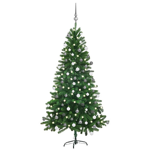 vidaXL Arbre de Noël artificiel pré-éclairé et boules 150 cm Vert