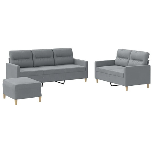 Maison Chic Ensemble de canapés 3 pcs avec coussins, Canapé droit Sofa pour Salon Gris clair Tissu -GKD554905