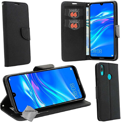 Htdmobiles Housse etui portefeuille pour Huawei P30 Lite + verre trempe - NOIR / NOIR