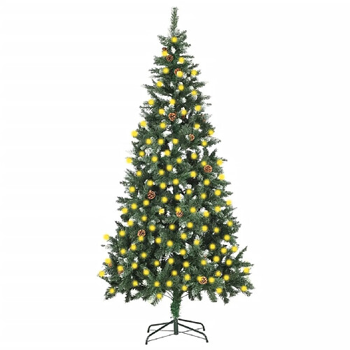 vidaXL Sapin de Noël artificiel pré-éclairé et pommes de pin 210 cm