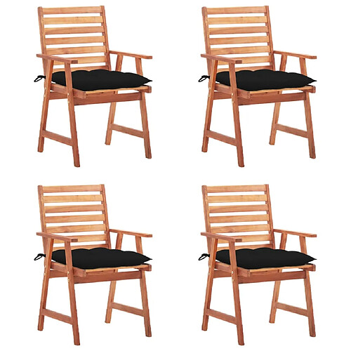 vidaXL Chaises à manger d'extérieur lot de 4 et coussins Acacia massif