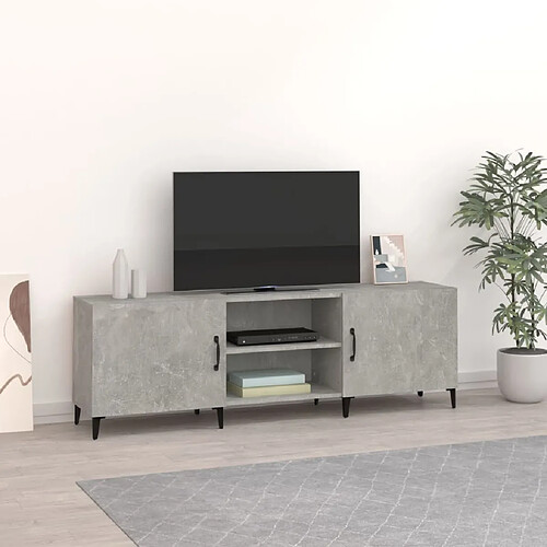 Maison Chic Meuble TV scandinave - Banc TV pour salon gris béton 150x30x50 cm bois d'ingénierie -MN57536