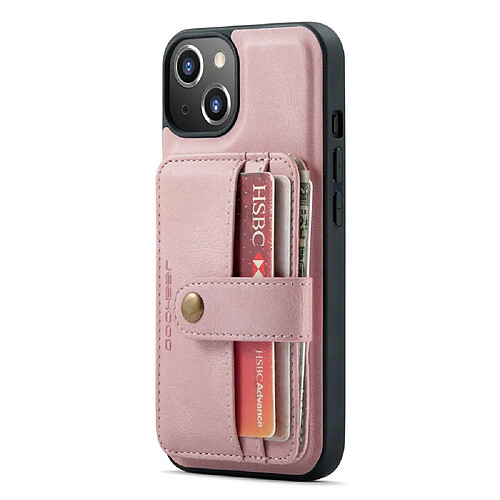 Coque en TPU + PU JEEHOOD détachable 2-en-1, magnétique, blocage RFID avec porte-carte rose pour votre iPhone 13 mini 5.4 pouces