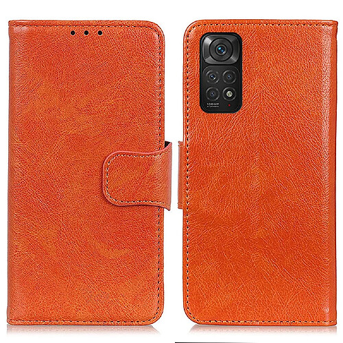 Etui en PU texture nappa, antichoc avec support orange pour votre Xiaomi Redmi Note 11 4G (Qualcomm)/Redmi Note 11S 4G