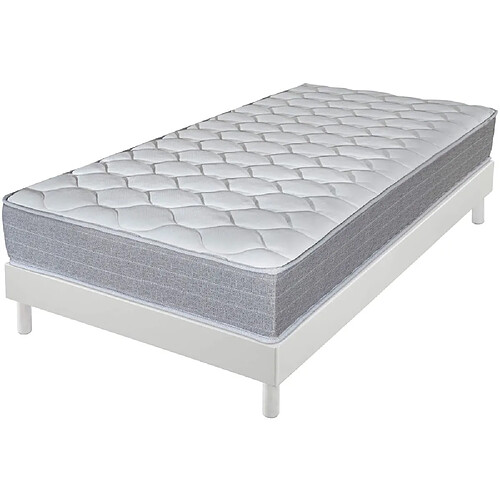 Ebac Matelas et sommier 90x190 Madere - Decokit - Soutien ferme - Sommier démonté - Blanc