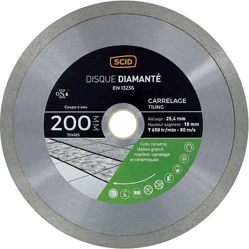 Disque diamanté carreleur milieu de gamme SCID Ø200mm