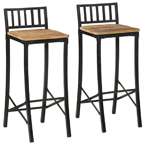 vidaXL Chaises de bar lot de 2 bois de manguier massif brut