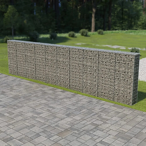 vidaXL Mur à gabion avec couvercles Acier galvanisé 600x30x150 cm