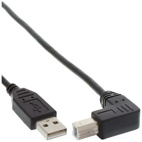 InLine Câble USB 2.0, A à B plié en bas, noir, 0,5m