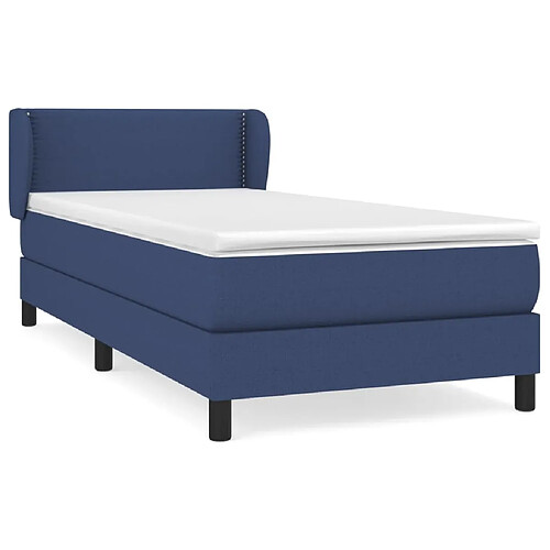 Maison Chic Structures de lit + matelas,Lit à sommier tapissier avec matelas Bleu 90x190 cm Tissu -MN85837