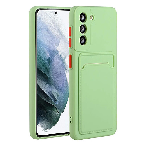 Coque en TPU antichoc avec porte-carte vert clair pour votre Samsung Galaxy S22 5G