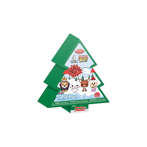 Funko Rudolph, le petit renne au nez rouge - Pack 4 porte-clés Pocket POP! Rudolph Holiday 2024 Tree Holiday Box 4 cm