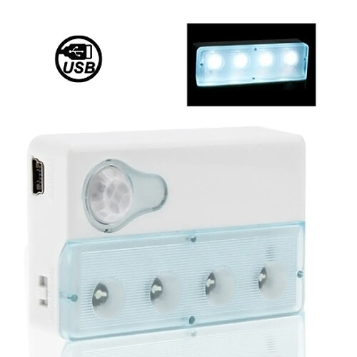 Wewoo LED détecteur de mouvement Mini 4 Infrarouge PIR Auto de de lumière Baby Bleu