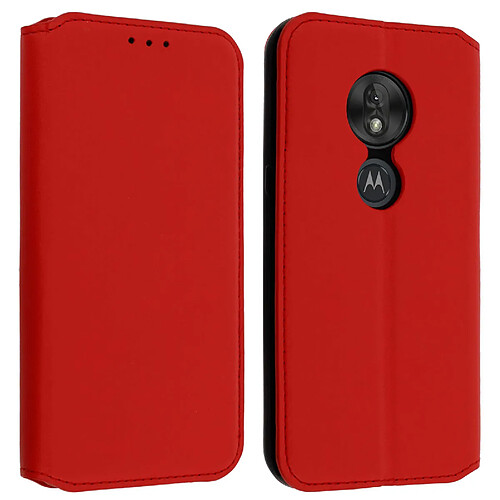 Avizar Housse Motorola Moto G7 Play Étui Portefeuille Fonction Support Vidéo Rouge